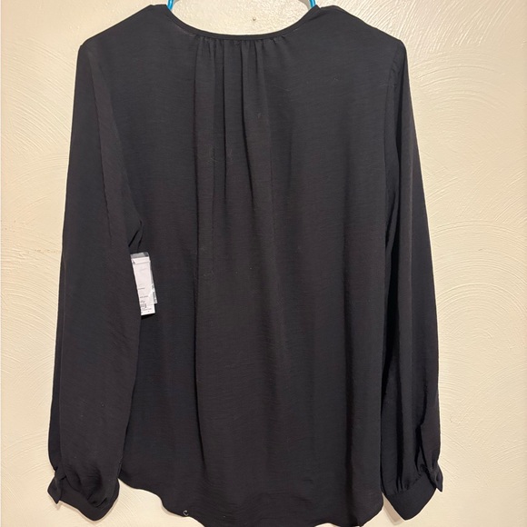 Nine West Black Button Front Balloon Sleeve Tunic Blouse Size L NWT - Picture 10 of 10